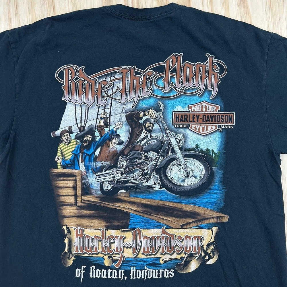 Harley-Davidson Roatán Honduras Pirate Motorcycle‎ Graphic T-Shirt XL Black